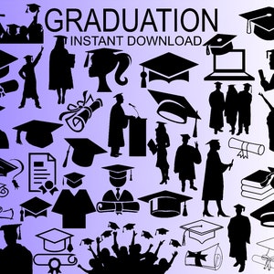 Paquete de graduación SVG, 38 imágenes, graduación Svg, archivos PNG, graduación Svg, archivo de corte de graduación, Cricut, silueta, ceremonia de graduación