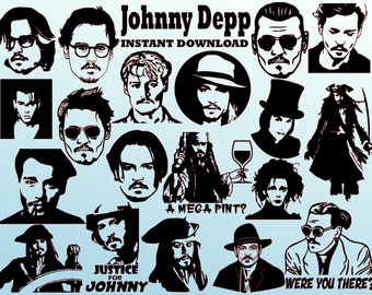 Johnny Depp Character SVG Bundle, Actor PNG Files (Digital Download)
