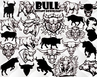 Bull SVG Bundle, 25 Fierce Designs (Digital Download)