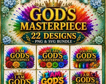 I Am God's Masterpiece SVG & PNG Bundle | 22 Christian Designs | Sublimation | Printable | Instant Digital Download