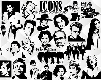 Hollywood Icons SVG Bundle, 24 Images (Digital Download)