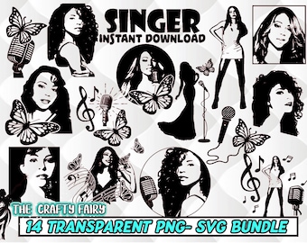Singer SVG Bundle, Music PNG, Cut Files (Instant Download)