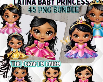 45 Latina Princess Clipart, Royal Babyshower PNG (Digital Download)