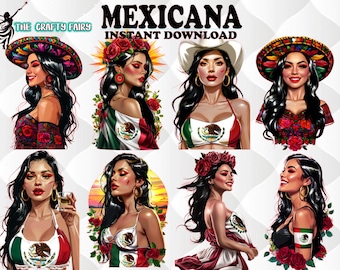 Mexican Woman PNG Clipart, Latina Art, Sublimation Designs (Digital Download)