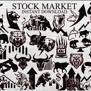 Silhouettes de marché boursier Svg, 33 images, Svg finance, Svg bourse, Svg ours, Svg taureau, Svg day trader, Svg courtier en valeurs mobilières