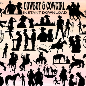 Cowboy Cowgirl bundel SVG, 32 afbeeldingen, land Svg, Png-bestanden, zuidelijk, Country Boy Cut-bestand, Cricut, silhouet, Instant Download