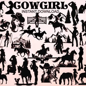 Cowgirl Bundle SVG, 26 immagini, Country SVG, file PNG, Southern, file di taglio Country Girl, Horse SVG, Cowgirl SVG, download immediato