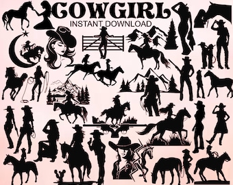 Cowgirl SVG Bundle, Country Girl, Horse, Southern (Digital Download)