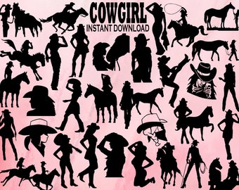 Cowgirl SVG Bundle, 32 Western Graphics (Digital Download)