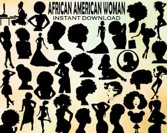 African American Woman Svg Bundle, 36 Images, Woman Svg, Sexy Woman Svg, Woman Silhouette , Black Girl Magic Svg, Melanin Svg