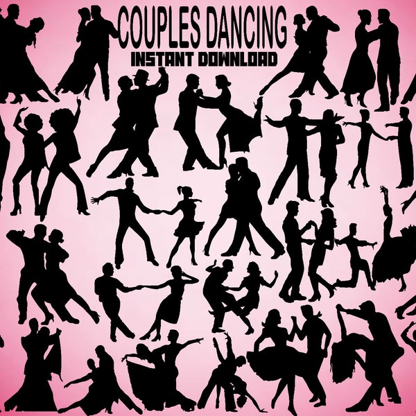 Dancing Silhouette Bundle Svg, 30 Images, Disco Dancing SVG, Tango Svg, Couple Dancing Svg, Flamenco Svg, Couple Svg, Music Svg, Dancing Svg