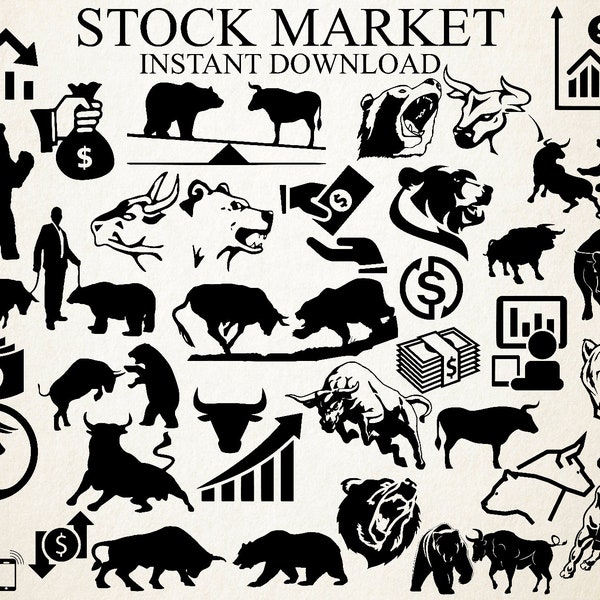 Stock Market Silhouettes Svg, 32 Images, Finance Svg, Stock Exchange Svg, Bear Svg, Bull Svg, Day Trader Svg, Stock Broker Svg