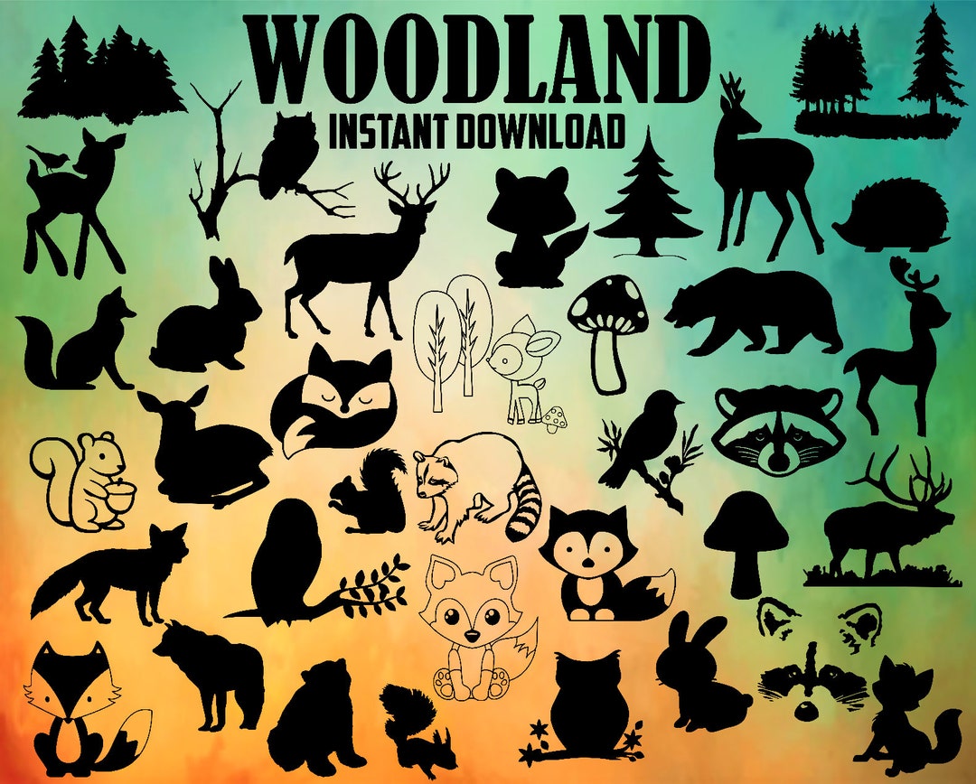 Woodland Creatures Bundle Svg, 36 Images, Deer Svg, Fox Svg, Rabbit Svg, Owl Svg, Woodland ...