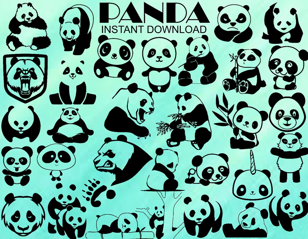 Panda SVG Bundle, 32 Images, Panda Vector, Panda Png, Panda Silhouette ...