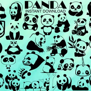 Panda SVG Bundel, 32 Afbeeldingen, Panda Vector, Panda Png, Panda Silhouet, Panda SVG Cut Files voor Cricut, Cameo