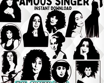 Singer Cher SVG Bundle, Music PNG Cut Files (Instant Download)