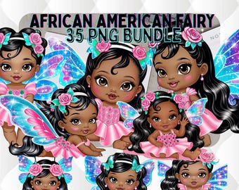 35 African American Blumen Schmetterling Baby Png, schwarze Mädchen Clipart, BabyShower, braune Mädchen Aufkleber, braune Mädchen, schwarze Mädchen Magie, Sublimation
