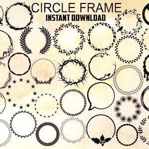 Circle Frame Bundle SVG, 32 Images, Frame Svg, Png Files, Decorative Frame, Circle Cut file, Circle Svg, Frame svg, Instant download