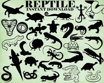 Reptile Bundle SVG, 32 Images, Snake Svg, Crocodile Svg, Reptile Silhouette, Lizard Svg, Turtle SVG, Alligator Svg