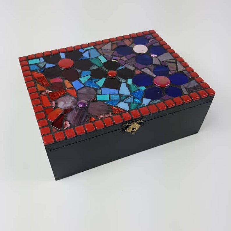 Mosaic Trinket Box Mosaic Jewellery Box Mosaic Box Mosaic Etsy