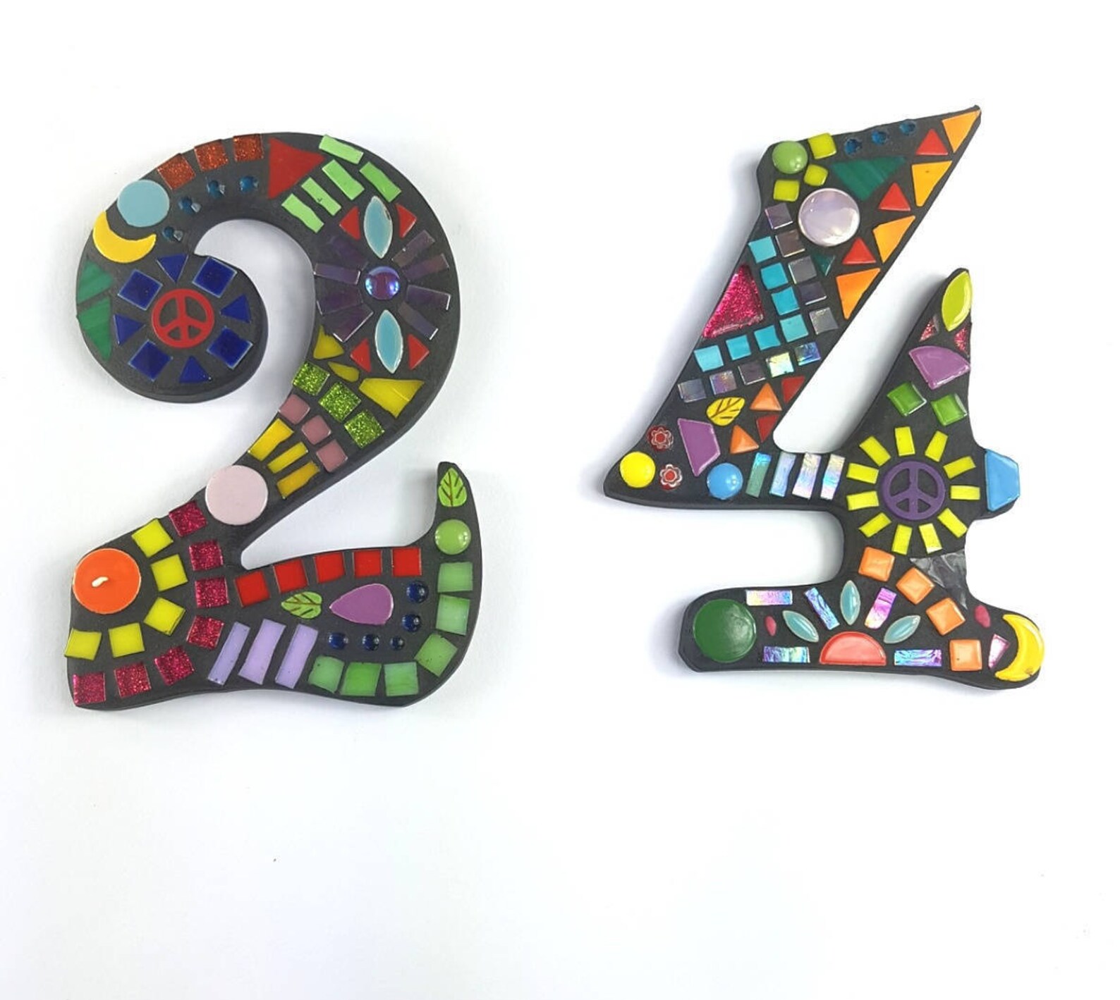 Mosaic House Numbers. Bright Multicoloured Mosaic Numbers Etsy Australia