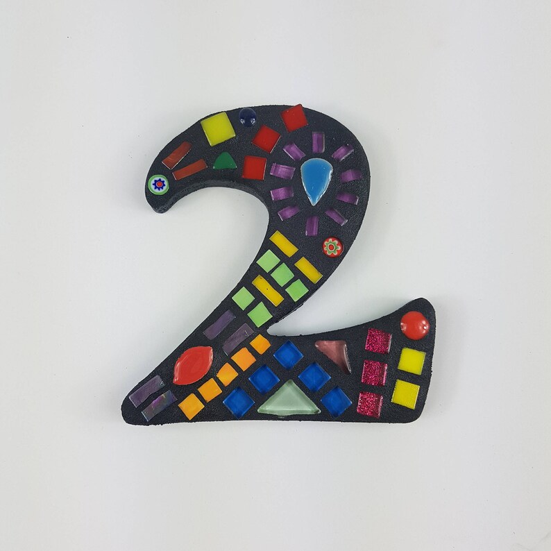 Small Mosaic House Numbers. Bright Multicoloured Mosaic Etsy Australia