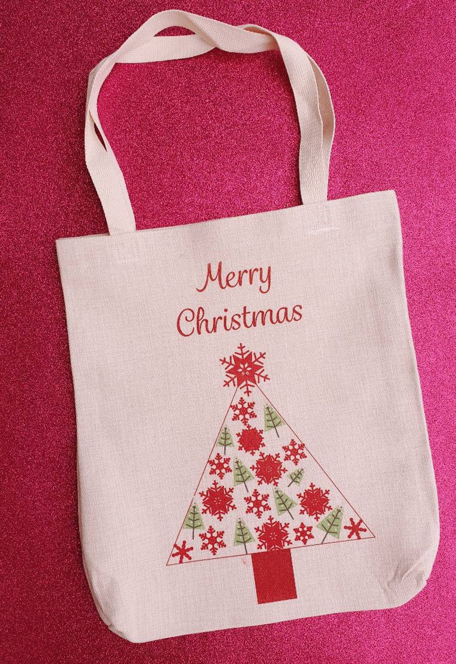 Christmas canvas tote bag Christmas shopping tote bag with Etsy