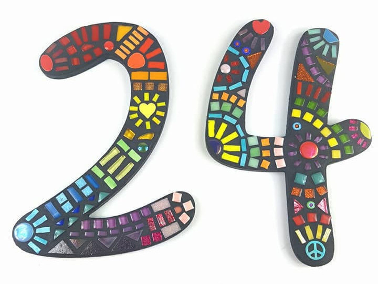 Large Mosaic House Numbers. Bright Multicoloured Mosaic Etsy