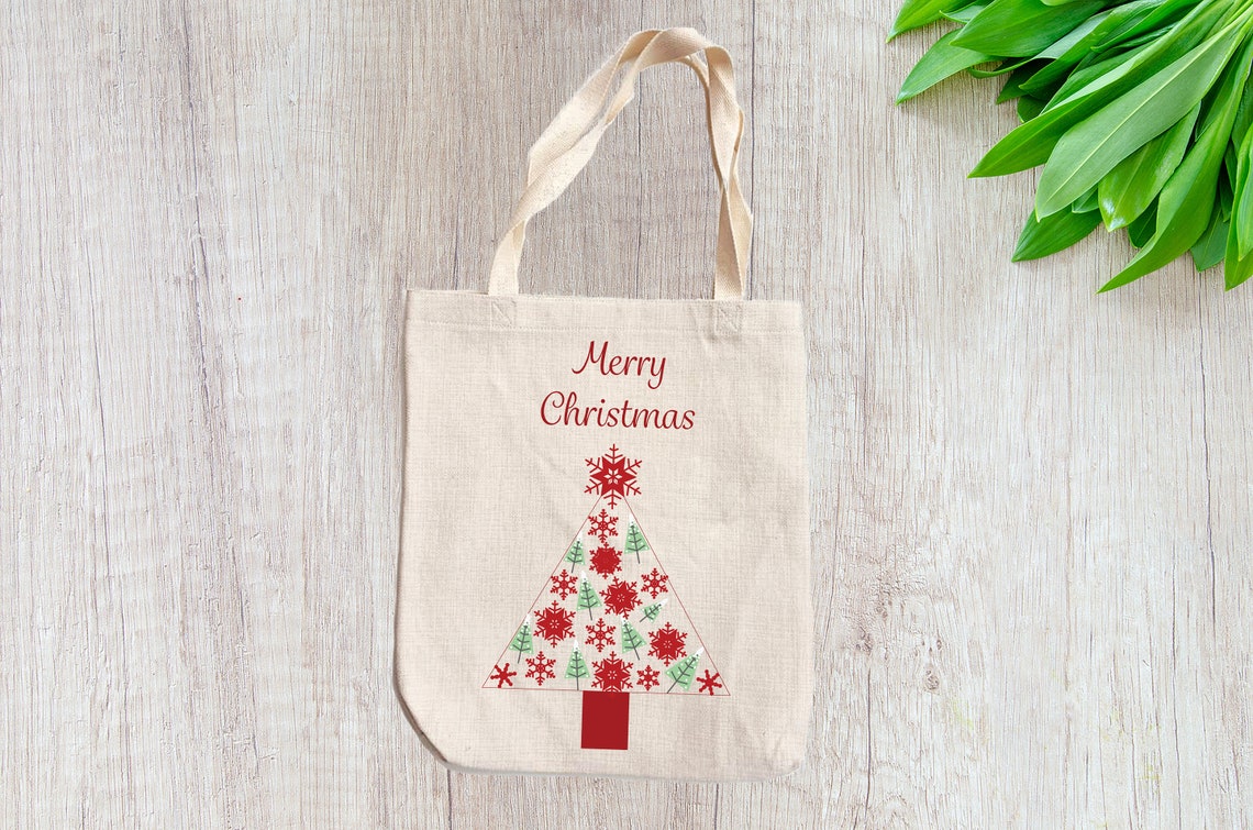 Christmas canvas tote bag Christmas shopping tote bag with Etsy