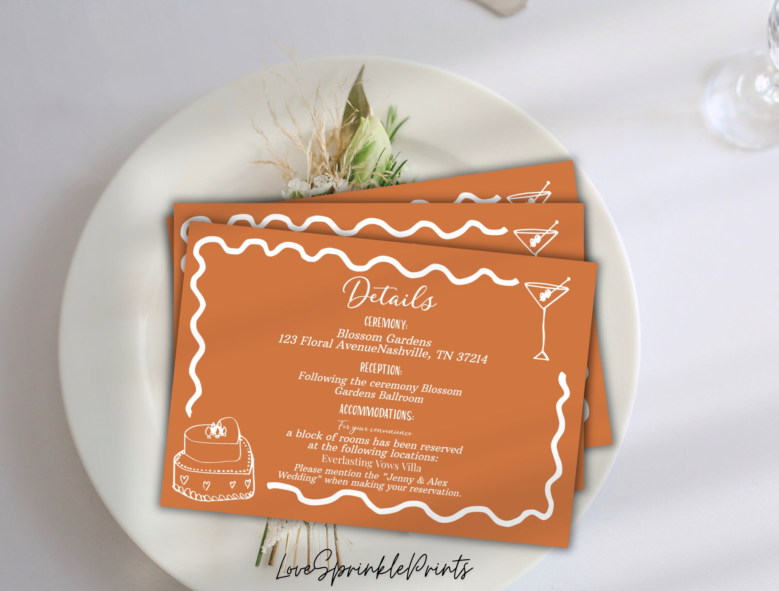 Editable Hand Drawn Wedding Invitation Template, Doodle Illustrations ...