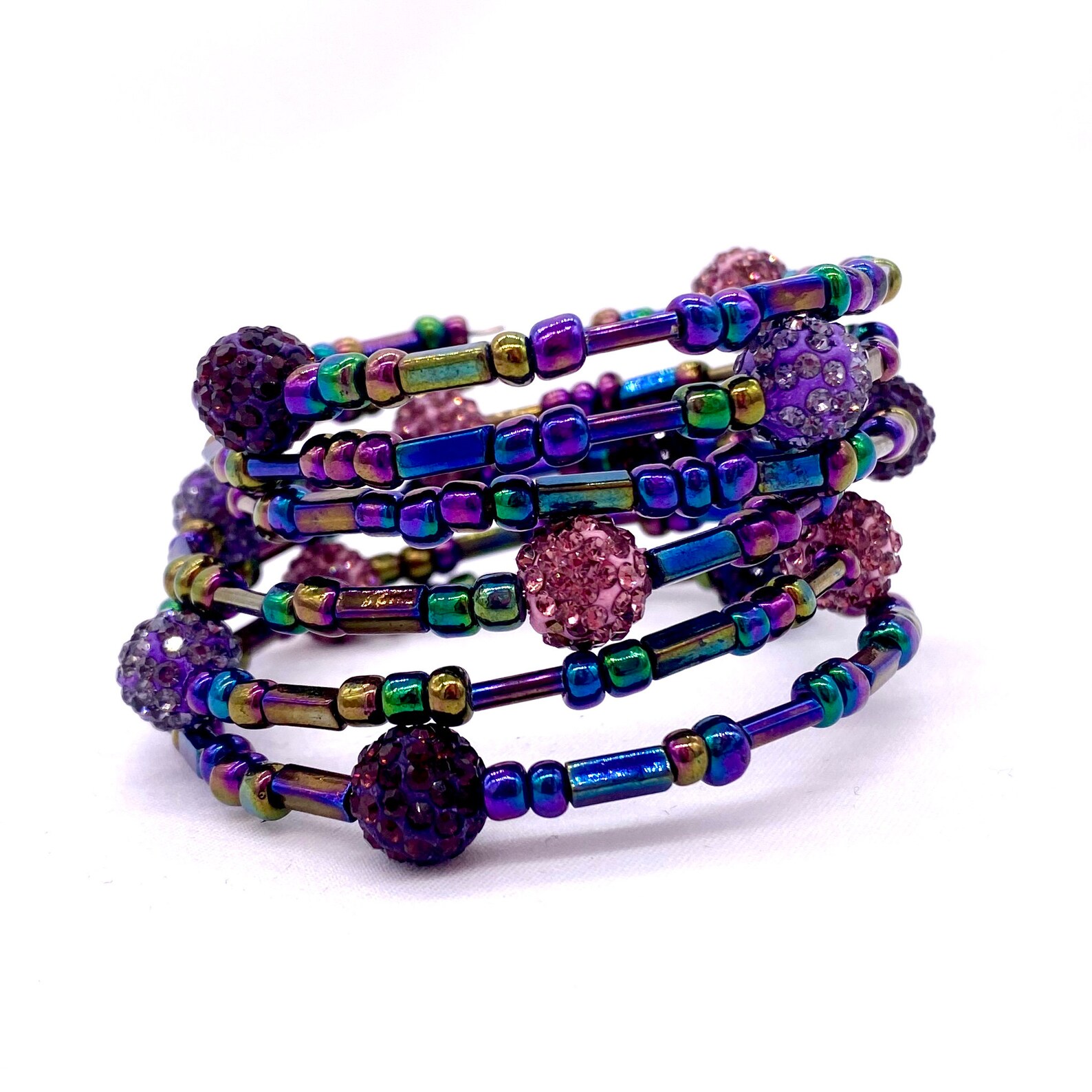 Purple beaded bracelet purple wrap bracelet purple cuff Etsy