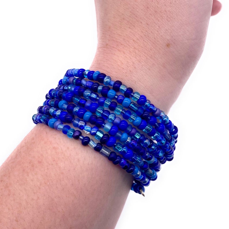 Blue memory wire bracelet memory wire wrap bracelet blue Etsy