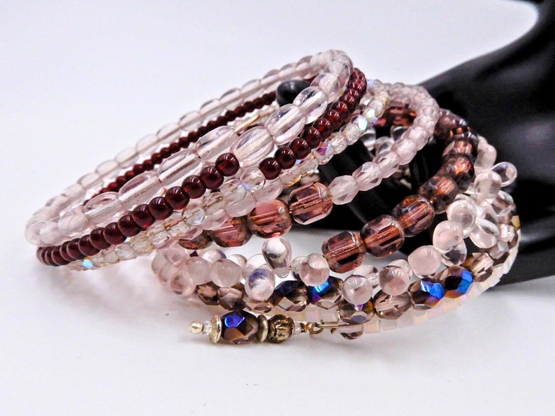 Pink wrap bracelet memory wire bracelet wrap bracelet Etsy