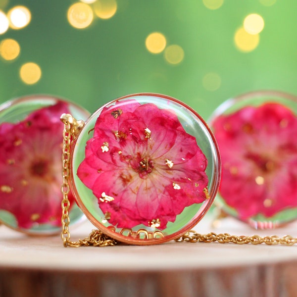 Rosa collana - collana fiore reale - premuto fiore gioielli - collana rosa rosso - romantico regalo di anniversario - regalo per la ragazza