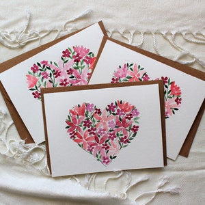 Carte d’anniversaire coeur floral, carte d’anniversaire coeur, anniversaire pour elle, carte d’anniversaire coeur aquarelle, carte d’anniversaire mignonne