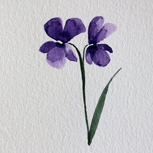Cartão violeta, cartão floral, cartão aquarela floral, cartão de aniversário violeta, obrigado floral, cartão violeta, cartão floral imagem 2