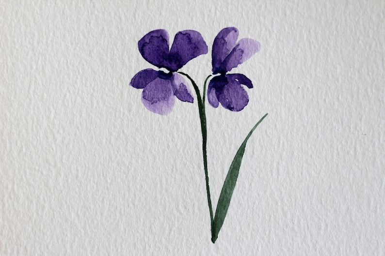 Cartão violeta, cartão floral, cartão aquarela floral, cartão de aniversário violeta, obrigado floral, cartão violeta, cartão floral imagem 2