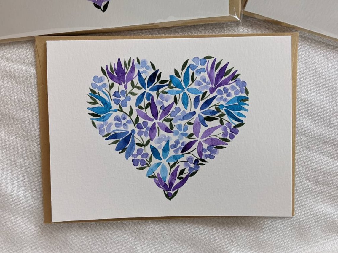 Herz Geburtstagskarte, Blaue Blumen Herz Geburtstagskarte