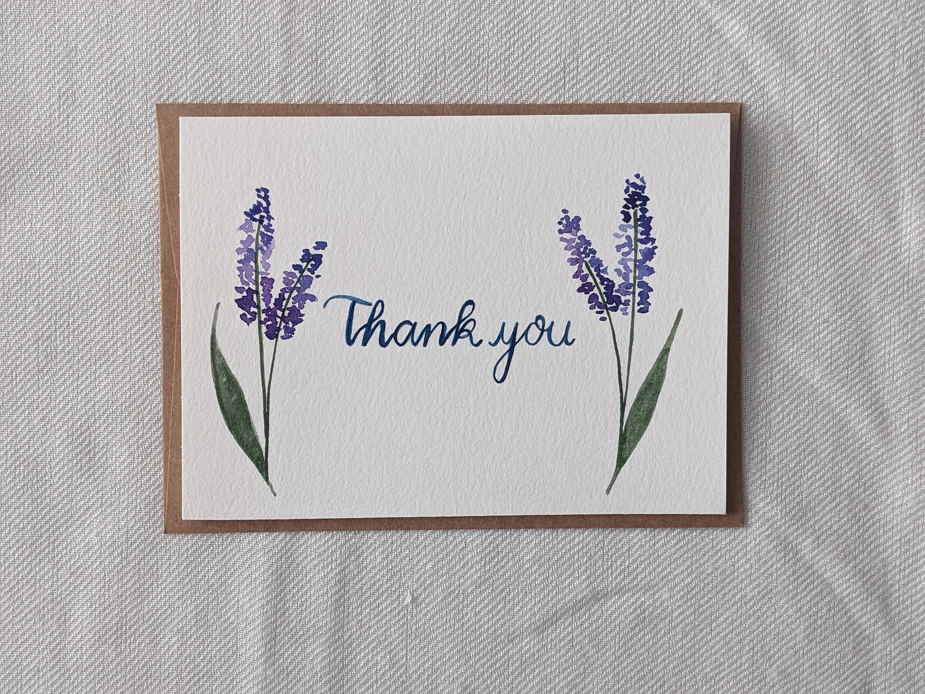 Lavender Thank You Card, Purple Floral Note Card, Watercolor Card With ...