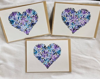 Valentines Heart Card - Floral Heart Card - Floral Valentines Card - Floral Mothers Day Card - Heart Love Card - Wedding Heart Card