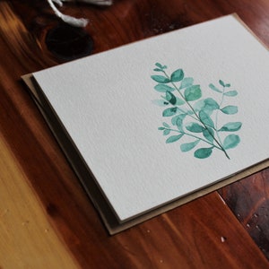 Watercolor Eucalyptus Card, Hand-Painted Eucalyptus, Botanical Card, Eucalyptus Greeting Card, Nature-Inspired Card image 3