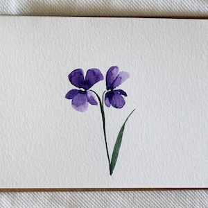 Violette Karte, Blumenkarte, Blumenaquarellkarte, Violette Geburtstagskarte, Florales Dankeschön, Violette Grußkarte, Blumengrußkarte