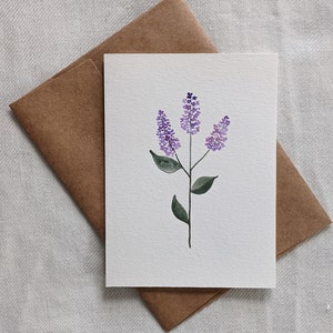 Floral Lilac Birthday Card for Her, Purple Violet Botanical Card, Birthday for Her, Lilac Thank You, Botanical Floral Card, Card with Lilacs image 2