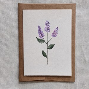 Floral Lilac Birthday Card for Her, Purple Violet Botanical Card, Birthday for Her, Lilac Thank You, Botanical Floral Card, Card with Lilacs image 5