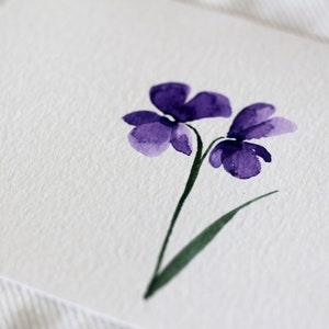 Cartão violeta, cartão floral, cartão aquarela floral, cartão de aniversário violeta, obrigado floral, cartão violeta, cartão floral imagem 4