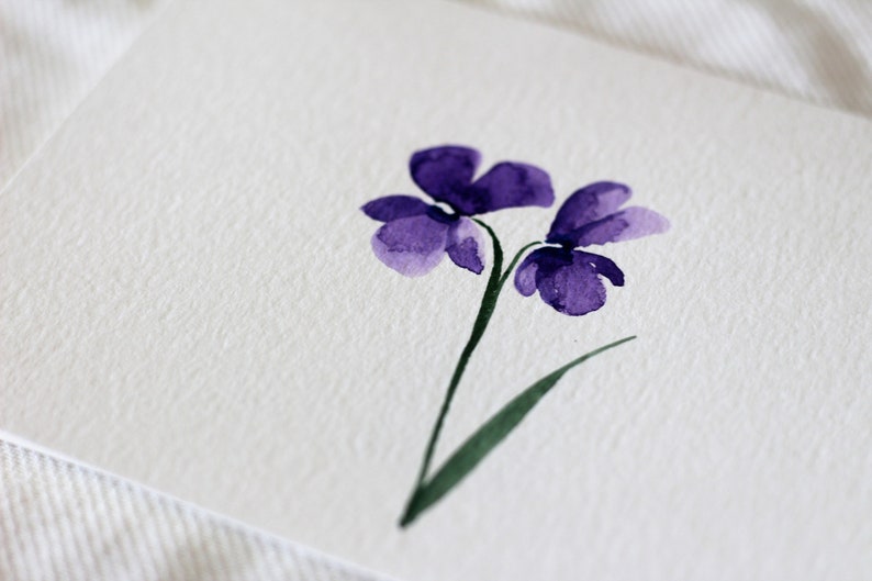 Cartão violeta, cartão floral, cartão aquarela floral, cartão de aniversário violeta, obrigado floral, cartão violeta, cartão floral imagem 4