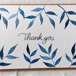 Thank You Card with Leaves, Blank Inside Card, Leaf Thank You Card, Botanical Inspired, Leaf and Vine Card, Simple Thank You
