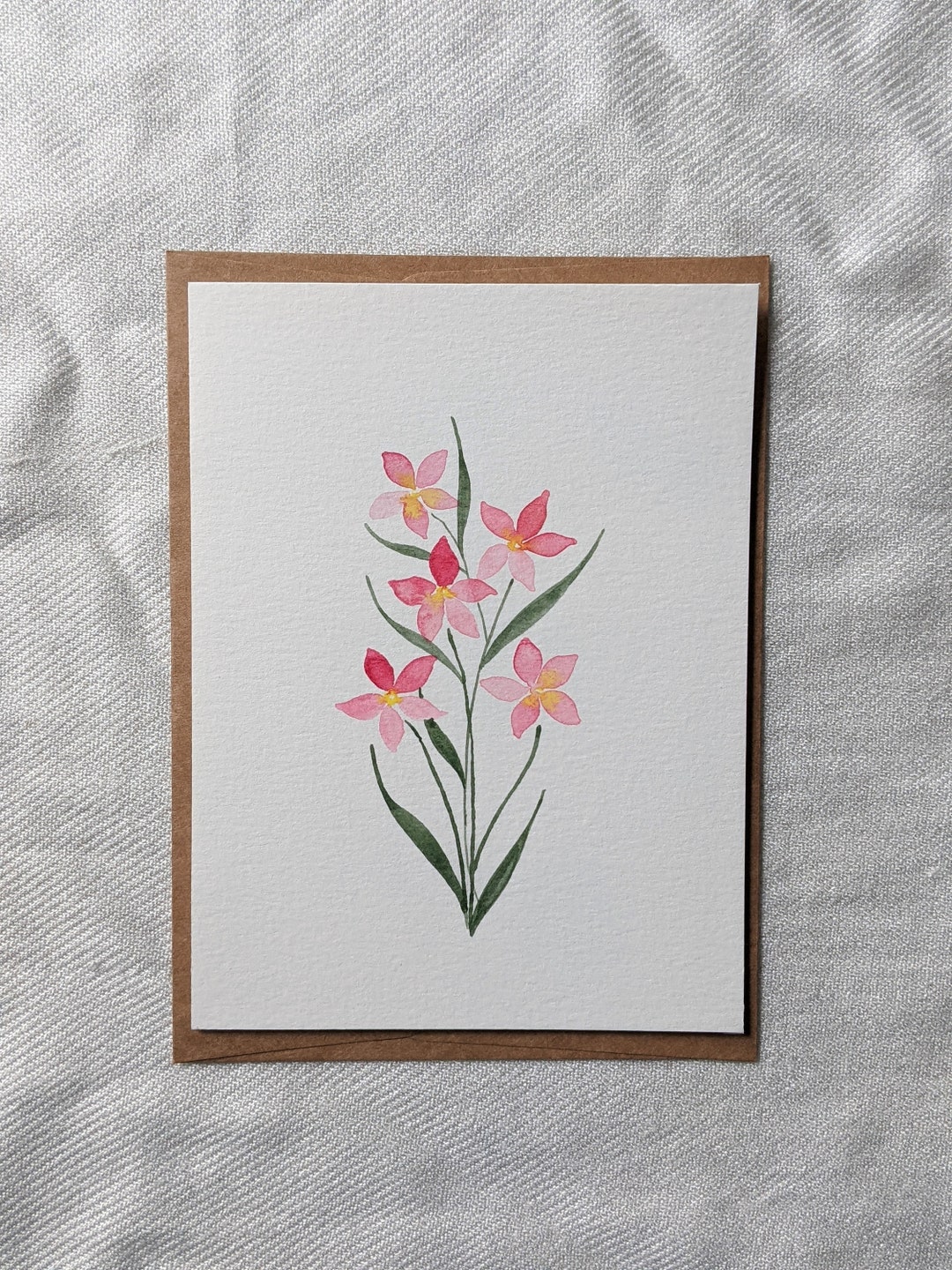 Floral Pink Card for Her, Hand Painted Watercolor Floral Card for ...