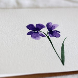 Cartão violeta, cartão floral, cartão aquarela floral, cartão de aniversário violeta, obrigado floral, cartão violeta, cartão floral imagem 3
