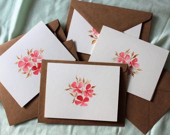 Floral Watercolor Card, Floral Valentines Card, Handmade Watercolor Card, Floral Love Card, Romantic Card for Her